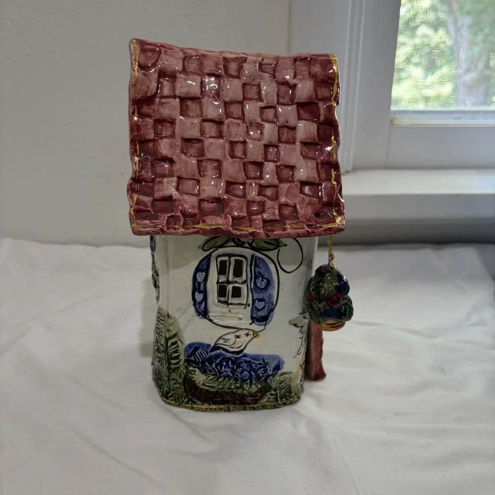 2000 Blue Sky Clayworks Heather Goldminc House Candle Light Cottage Core 9
